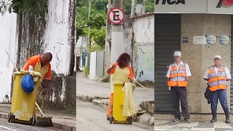 Garis e agentes de trânsito trabalhando sem máscara em Niterói 