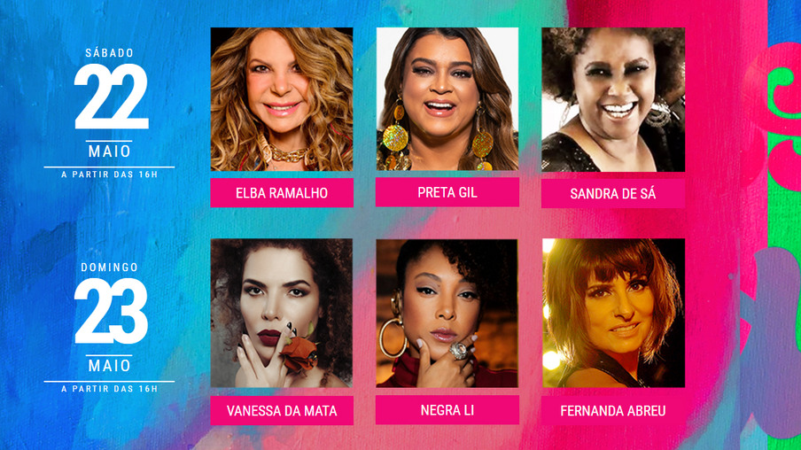 Niterói será palco de shows virtuais com Elba Ramalho, Preta Gil, Sandra de Sá, Vanessa da Mata, Negra Li e Fernanda Abreu