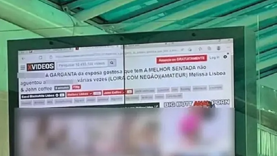 Monitor de publicidade exibe imagens pornográficas no Santos Dumont