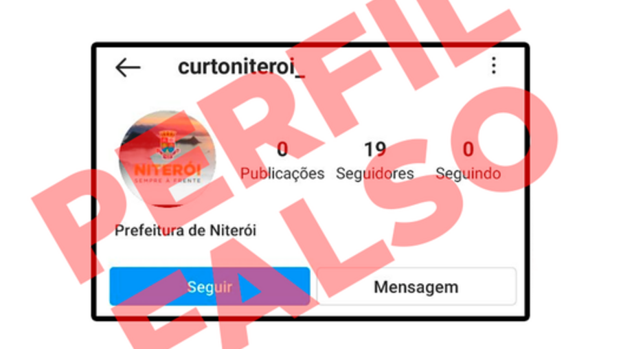 Alerta em Niterói de circulação de mensagem por perfil falso no Instagram